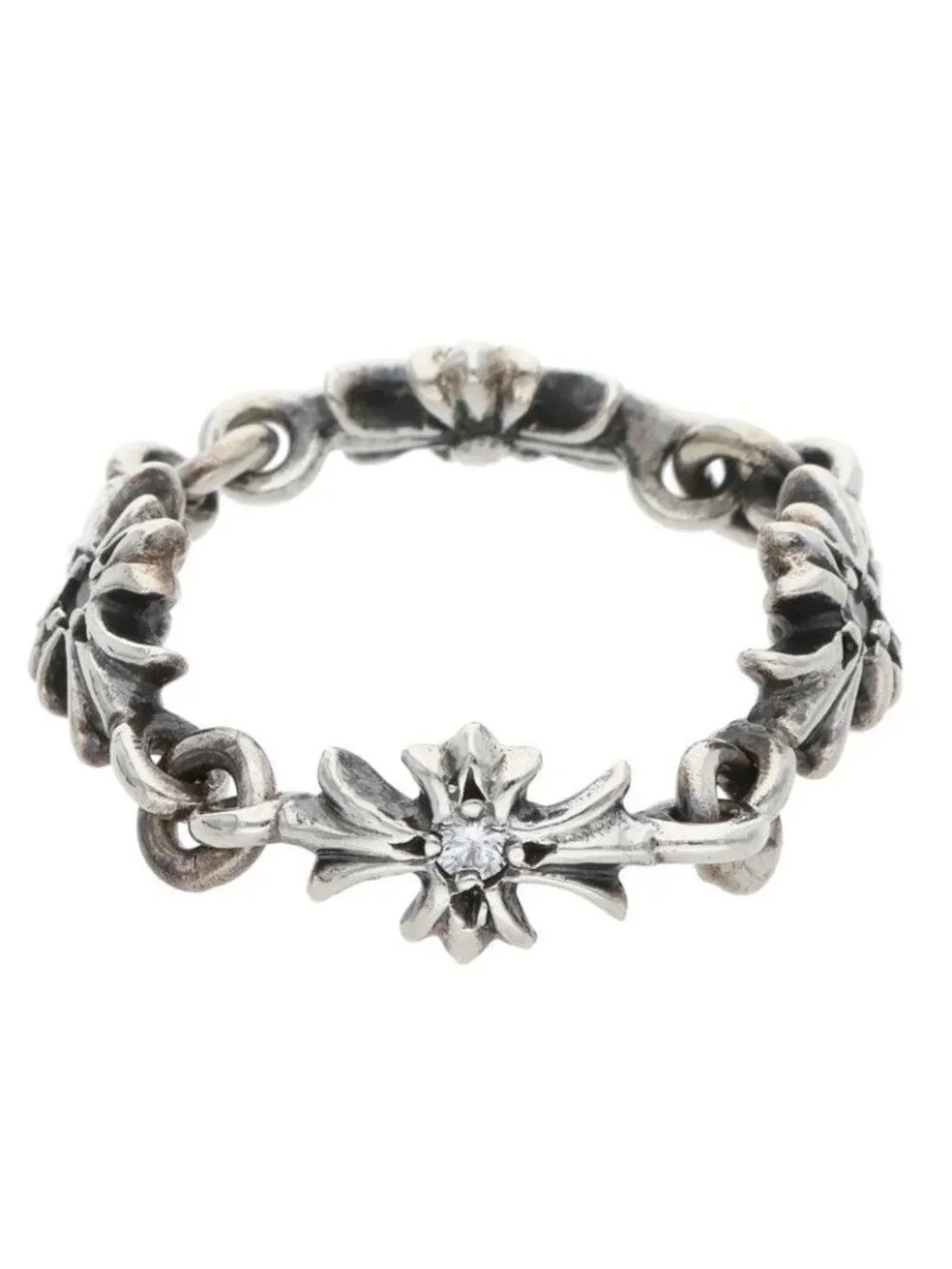 Chrome Hearts Ring Tny CH Pls Dia Tiny Ech Plus Diamond Silver